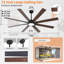 Ventilateur de plafond à fixation sur tige fixe à 72 pales de 72 po avec lumière et télécommande, moteur à courant continu réversible et pales, 6 vitesses