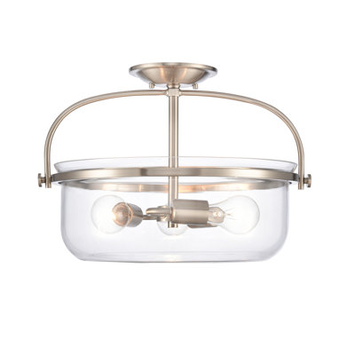 Wentworth 17'' Wide 3-Light Semi Flush Mount - Brushed Nickel