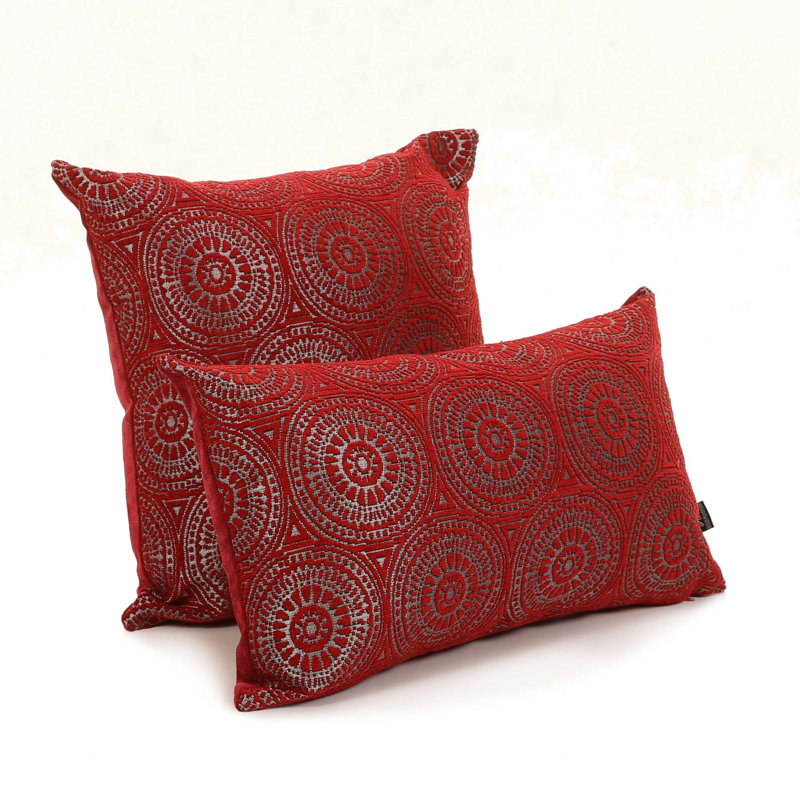 Chilton Geometric Rectangular Throw Cushion, Red
