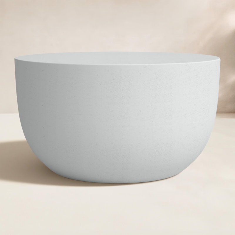 Basil Outdoor Round Side Table, Matte White