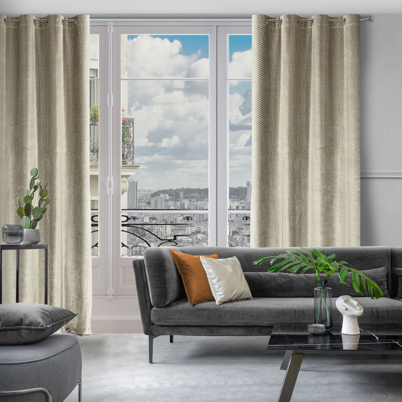 Fenley Eyelet Blackout Curtain, Light brown