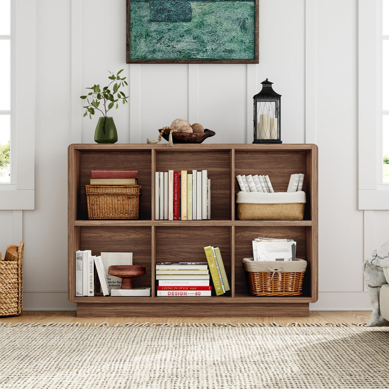 Bibliothèque en bois avec rangement, Brun noyer