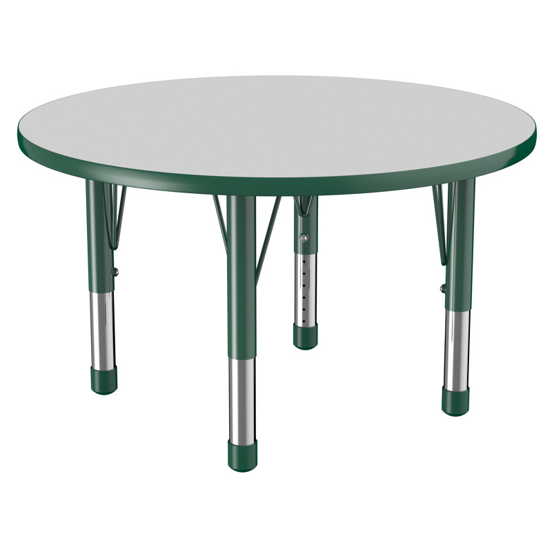 Table ronde à hauteur réglable, Épais, Gris / vert, 36"