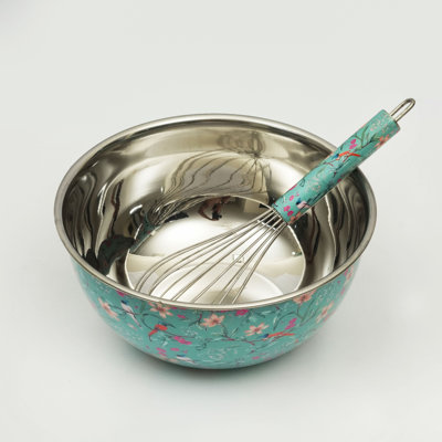 Ensemble de bol et fouet Mela Artisans Aqua Flora
