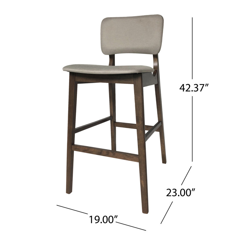 De 2 chaises modernes de style Mid-Century - Assise et dossier en tissu beige sur bois d'hévéa avec des pieds fuselés élégants et une construction robuste