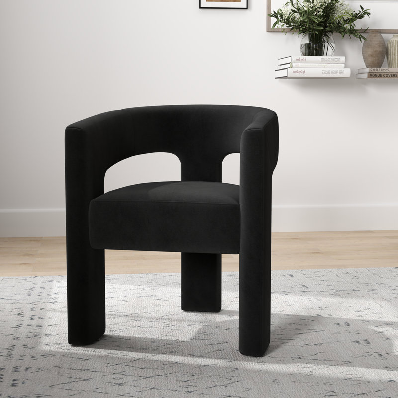 Fauteuil large en velours 24,6 po Jauier, Velours noir