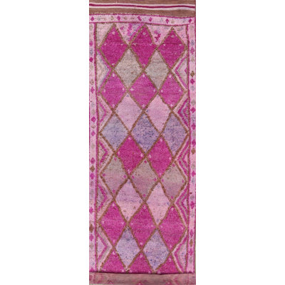 Adiell One-of-a-Kind 2'7" X 14' Runner Wool Area Rug in Pink