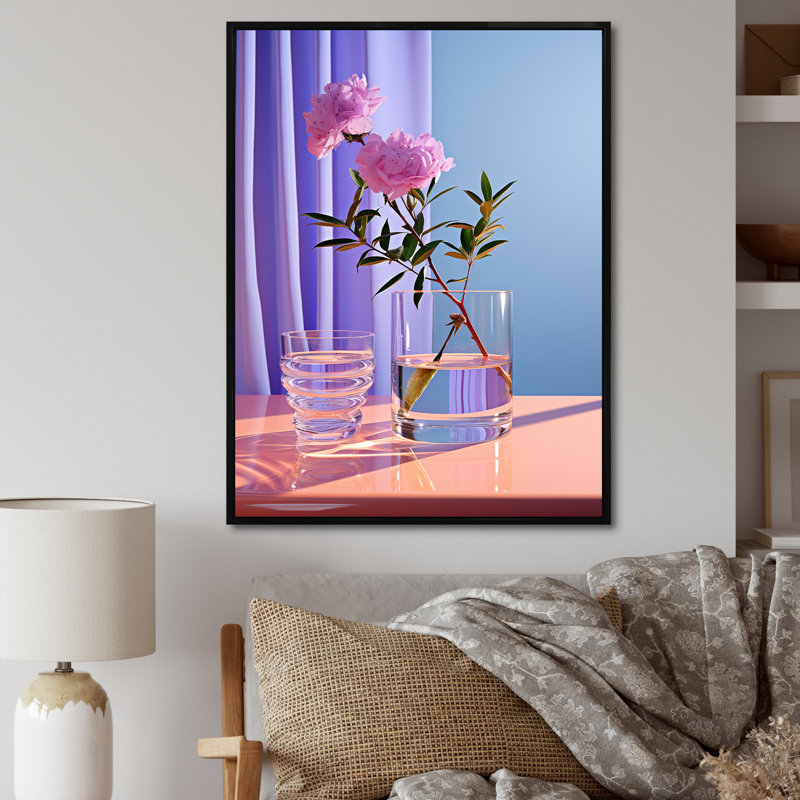 «Violet Visionary Vase Tranquility», reproduction sur toile encadrée, H 44 po x l 34 po x P 1,5 po, Cadre flottant noir