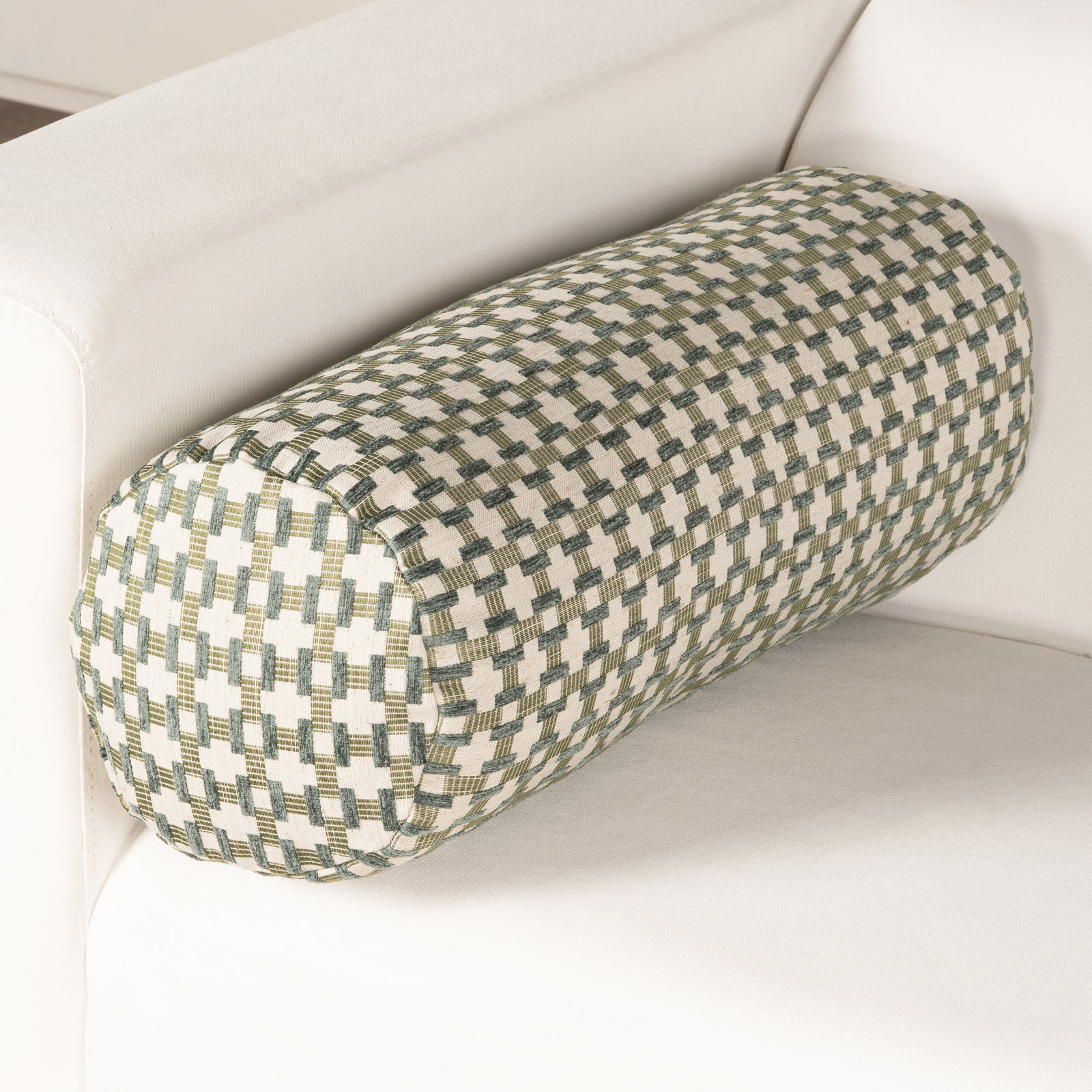 Birch Lane Stride Throw Pillow Bolster, Green Geometric