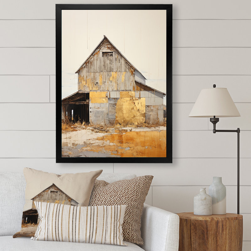 Minimalisme grange atténuée IV sur toile, H 40 po x l 30 po x P 1,5 po, Cadre photo noir