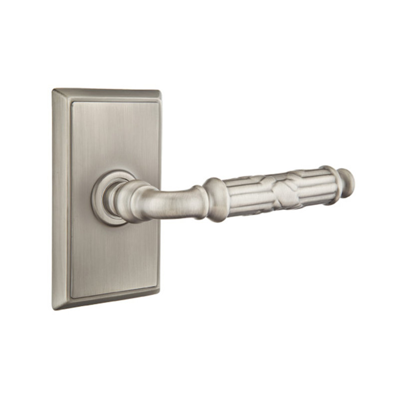 Poignée de porte ruban et roseau, Droite, Nickel antique