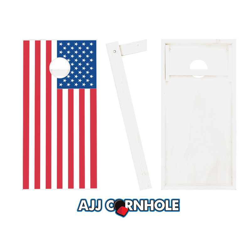 Ensemble de jeu de cornhole en bois manufacturé en bois manufacturé 2 pi x 4 pi avec sacs, Rouge/orange