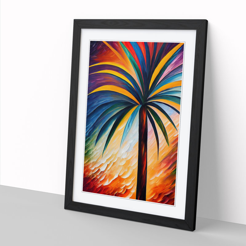 Palm Tree - Single Picture Frame Painting, Black, 34cm H x 25cm W x 2cm D