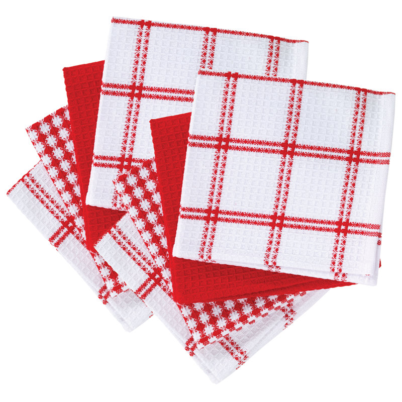 T-fal Flat Waffle Kitchen Dishcloth Set, Red