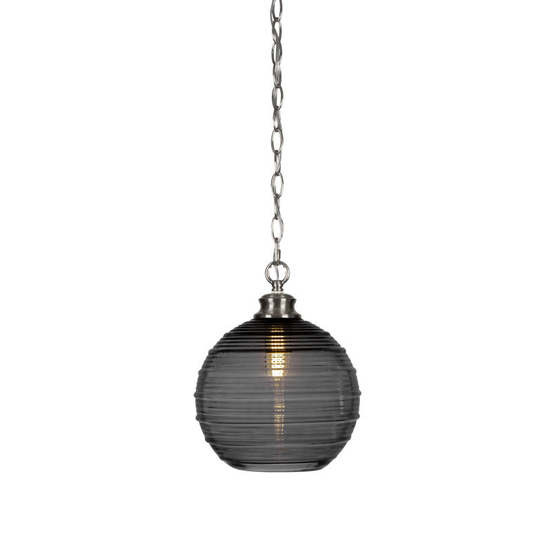 Malena 1-Light Chain Hung Pendant, Nickel, 87" H x 10" W x 10" D, Gray