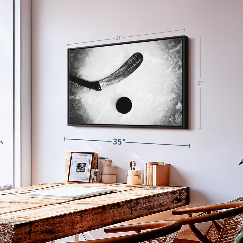 Impression sur toile monochrome hockey, H 21 po x l 31 po