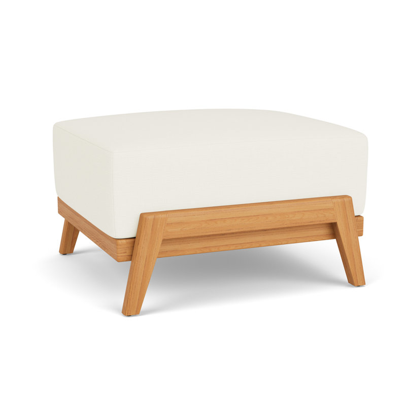 Alpine Outdoor Teak Ottoman, Sailcloth Salt