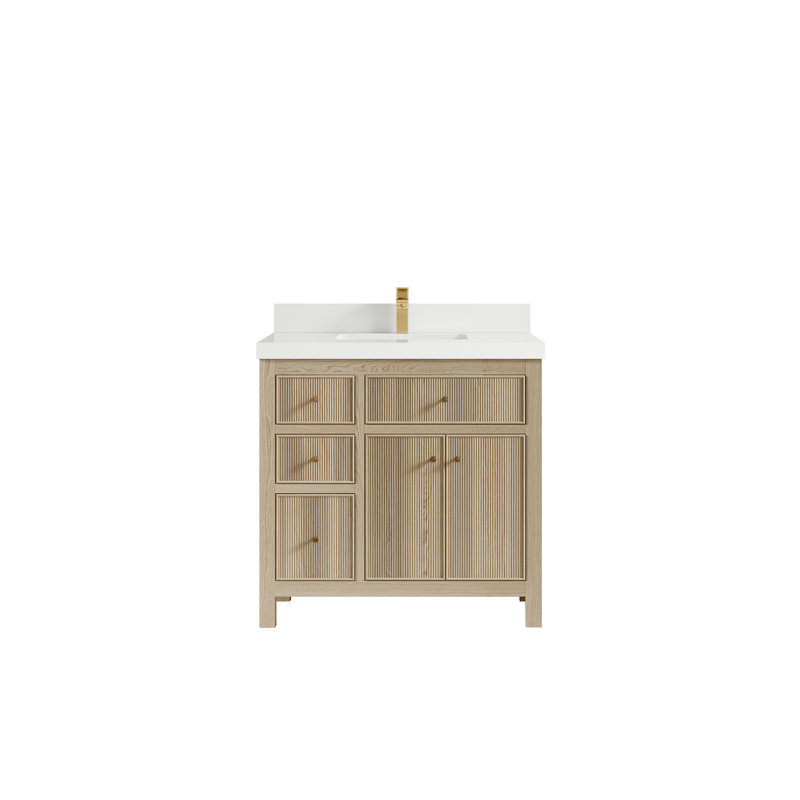 Ensemble de meuble-lavabo simple 36 po Hilmont, Blanc, Beige