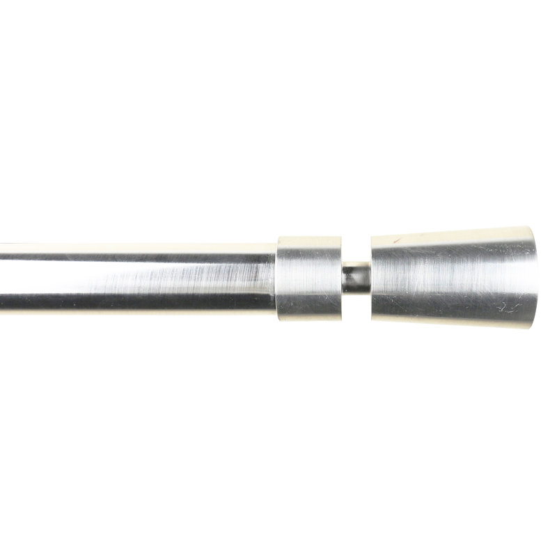 Adjustable Brushed Steel Single Curtain Rod Set, 28"-48"