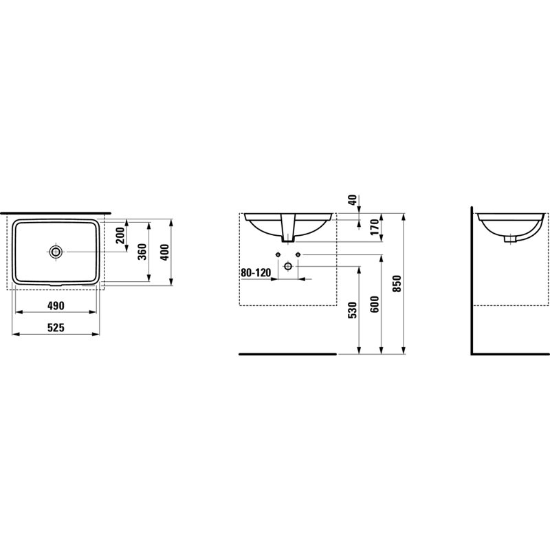 Laufen PRO S 20.87'' L Bathroom Sink, Unglazed