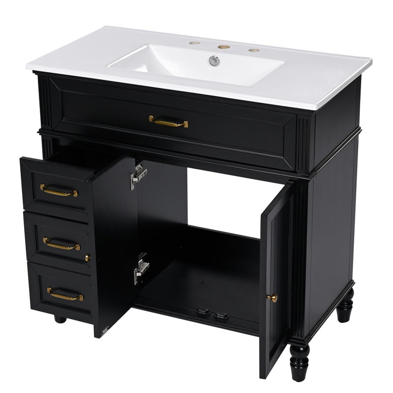 Ensemble de meuble-lavabo simple 36 po Nova, Noir