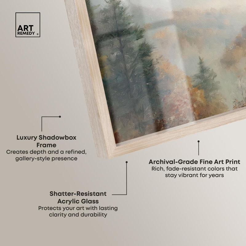 «Appalachian Mountains Shadowbox Print» par Art Remedy, H 37 po x l 46 po, Crème, crème