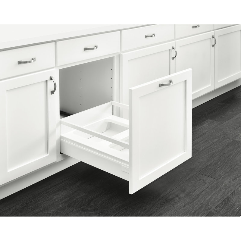 Rev-A-Shelf Tandem Pull Out Waste/Trash Container with Soft Close & Servo Drive System, 19" H x 15.5" W x 22.6" D, 8.75
