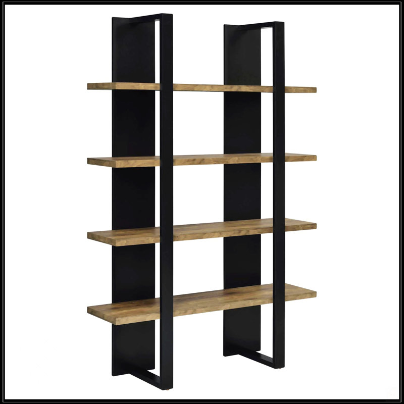Black And Walnut 4-Shelf Bookcase
