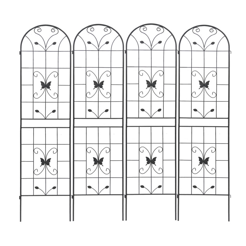 Paquet de 4 treillis de jardin en métal, Crème / blanc