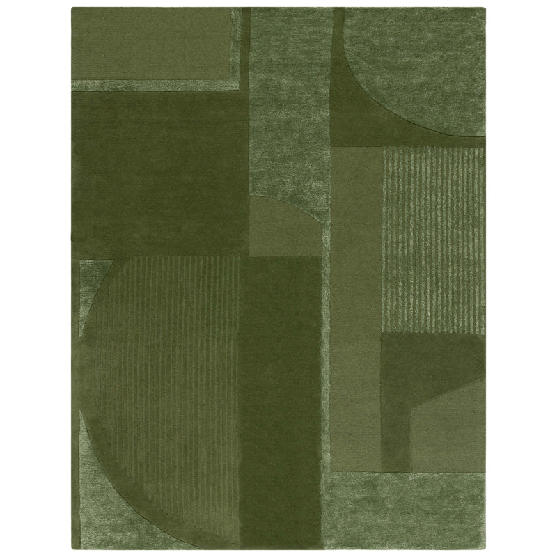Mesmer Hand Tufted Wool, Viscose, Cotton Geometric Rug, Rectangle 4' x 6'