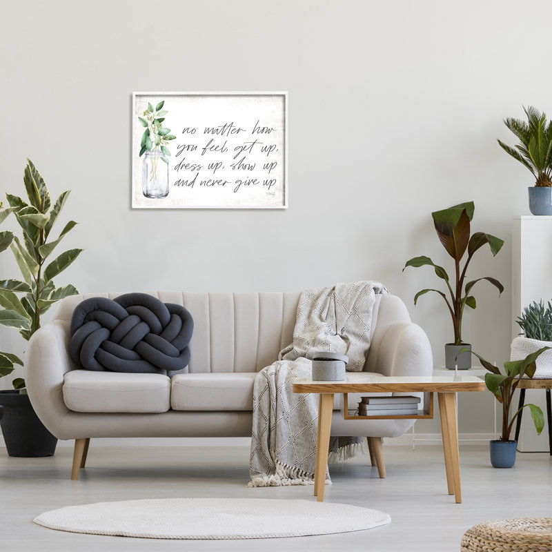 «No Matter How You Feel Never Never Up Inspirational Plants in Mason Jar», art numérique sur toile Giclee surdimensionné par Marla Rae