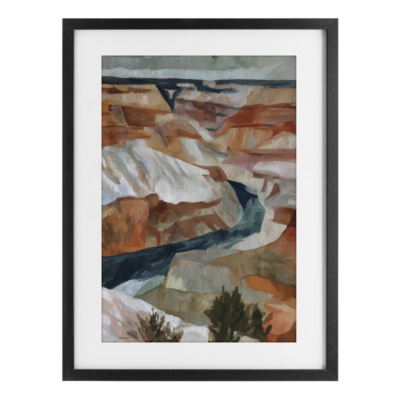 Impression encadrée sous verre Canyon Textures Impression par Glass, 20 po x 14 po, Cadre noir minuit sous verre