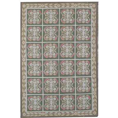 Hand-Knotted High-Quality Green and Green Area Rug