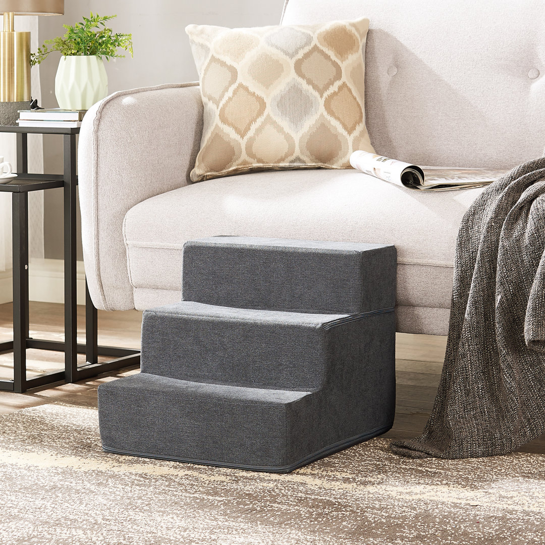 High Density Foam Non-Slip 3 Steps Pet Stairs With Removable Cover Tucker Murphy Pet™