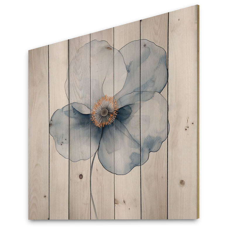Le sentier enchanté de l'anémone I - coquelicots, art mural sur bois de pin naturel, H 15 po x l 15 po x P 0,78 po