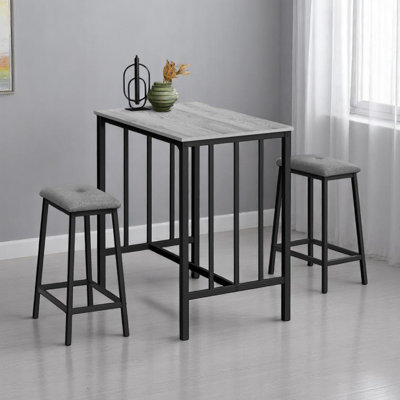 Ensemble de salle à manger 3 pièces à hauteur de comptoir Simi, 1 table, 2 tabourets