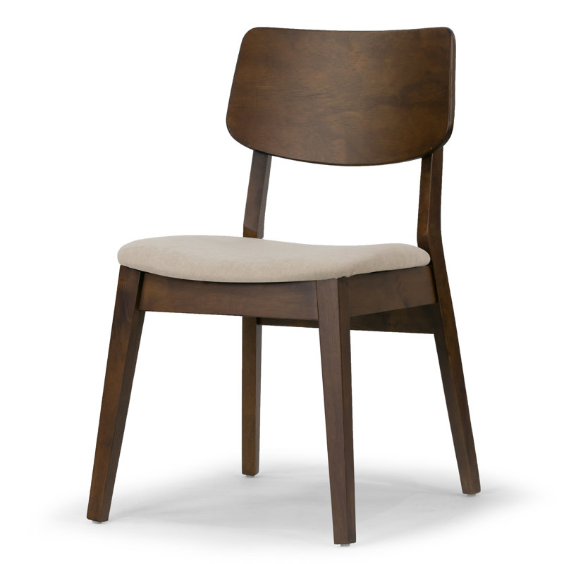 Baebel 18.7'' H Upholstered Side Chair, Walnut Frame with Beige Seat