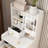 Compact 31 Dressing Table With Led Lighting, Hidden Stool, 4 Drawers & Storage Compartments - White Medium Density , Great For Bedroom And Makeup Adjustable , Padded Stool Open Wood