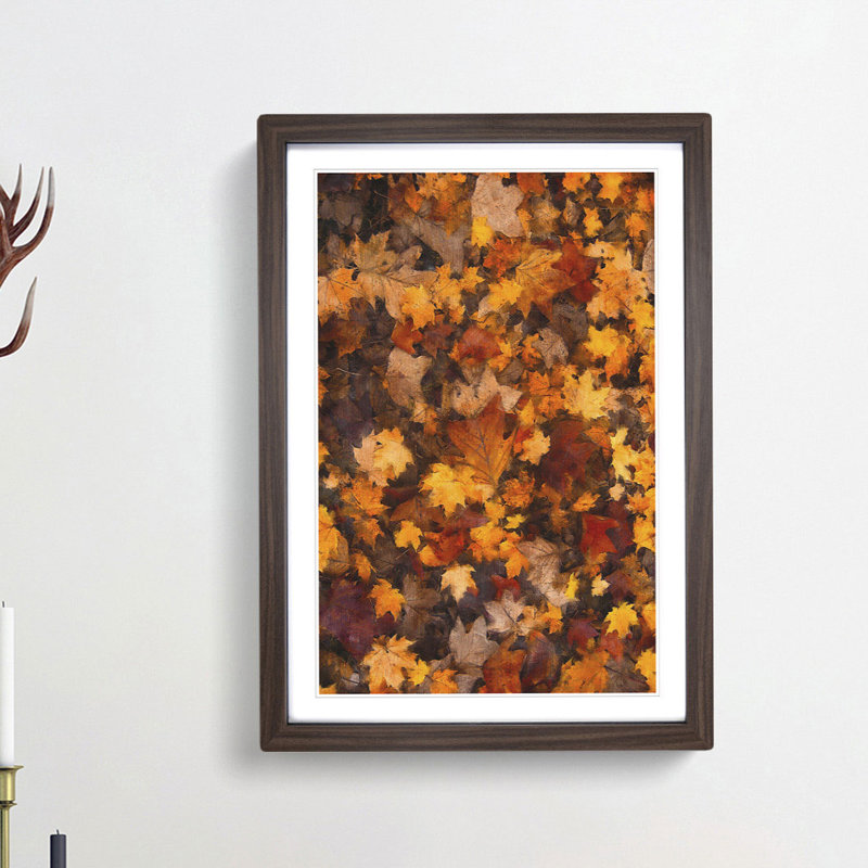 Fallen Leaves - Picture Frame Painting Print, 45cm H x 33cm W x 2cm D, Walnut Framed