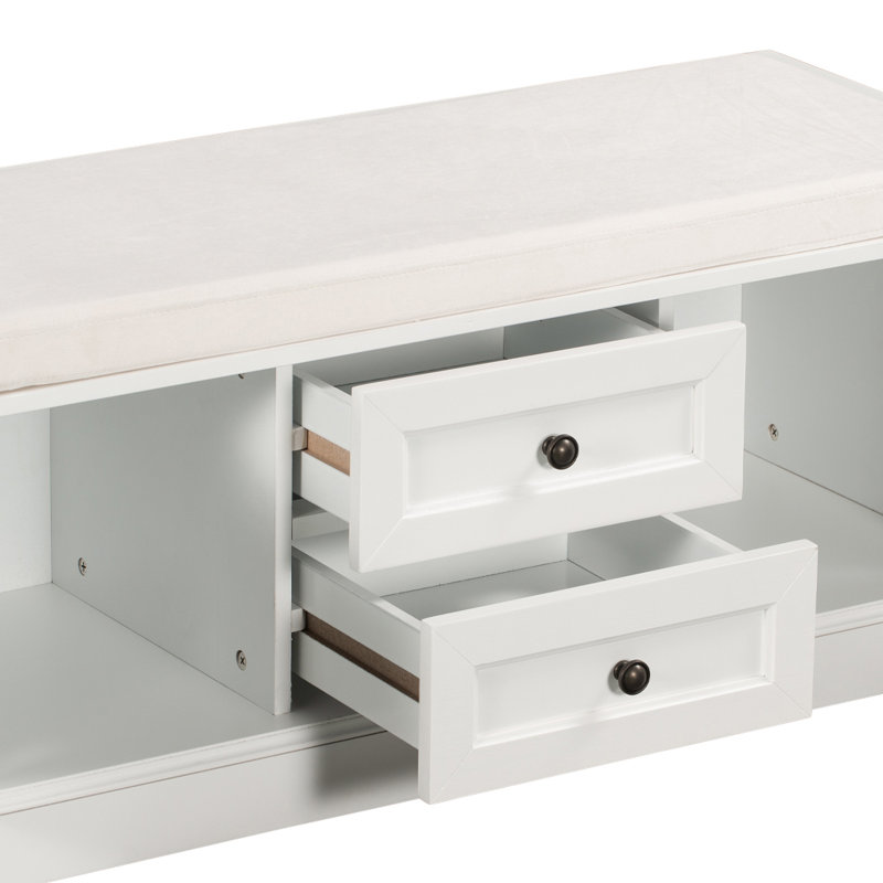 Ardilia Classic Storage Bench - 2 Drawers and 2 Cabinet, White