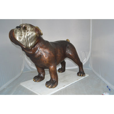 Javier Bulldog Medium Bronze Statue -  Size: 39"L x 23"W x 27"H.