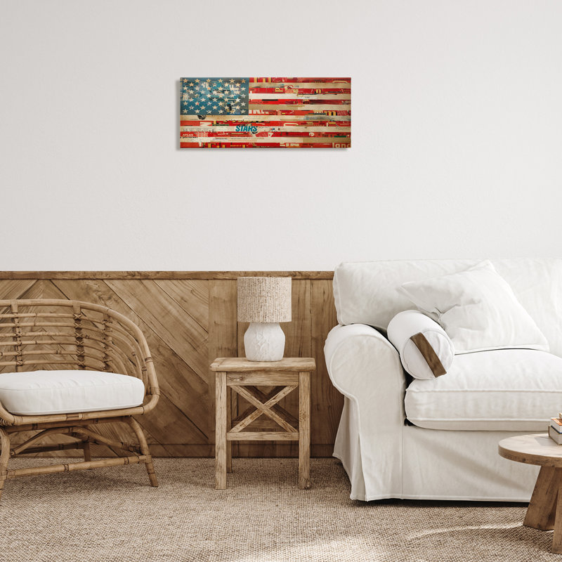 Art mural patriotique sur un drapeau collé par Kelsey Hochstatter, H 10 po x l 24 po