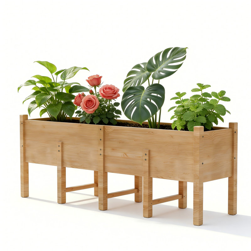 8ft  Ergonomic Solid Wood Raised Garden Bed Planter Box