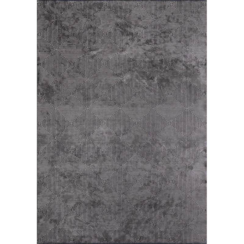 Tapis contemporain à lignes géométriques carrées, Carré 9 pi