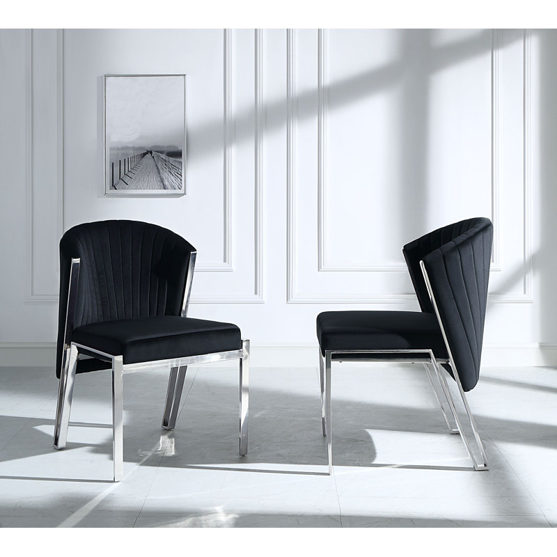 Ensemble de 2 chaises d'appoint Earheart Channel, Argent argent, Noir, noir, noir, noir