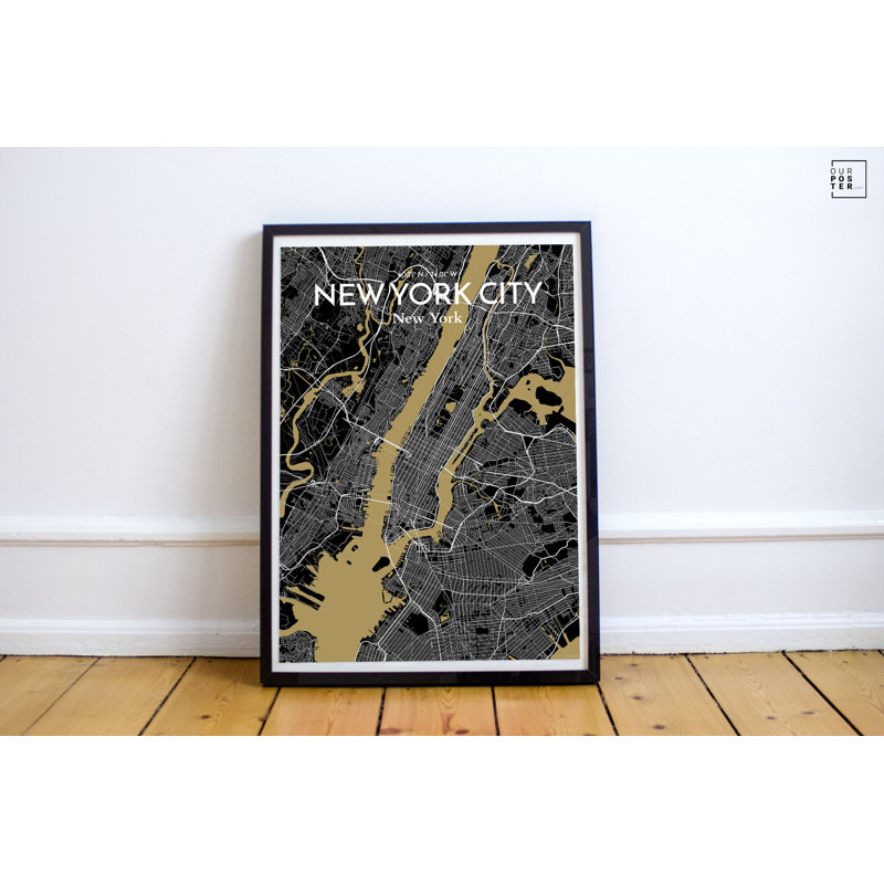 « new york city map », reproduction d’impression sur affiche luxe, H 27,6 po x l 19,7 po