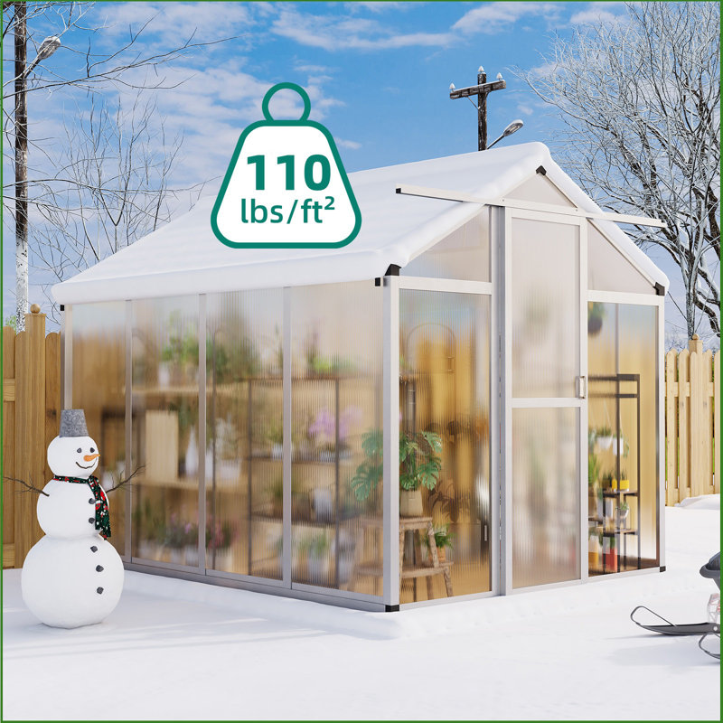Polycarbonate Greenhouse, Winter Greenhouses For Outdoors,Outdoor Greenhouse With Roof Air Vent, Heavy Duty Walk-In Aluminum Green House For Outside Garden Backyard