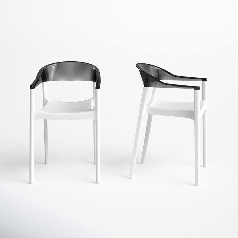 Stella Stacking Patio Dining Armchair, White/Transparent Black