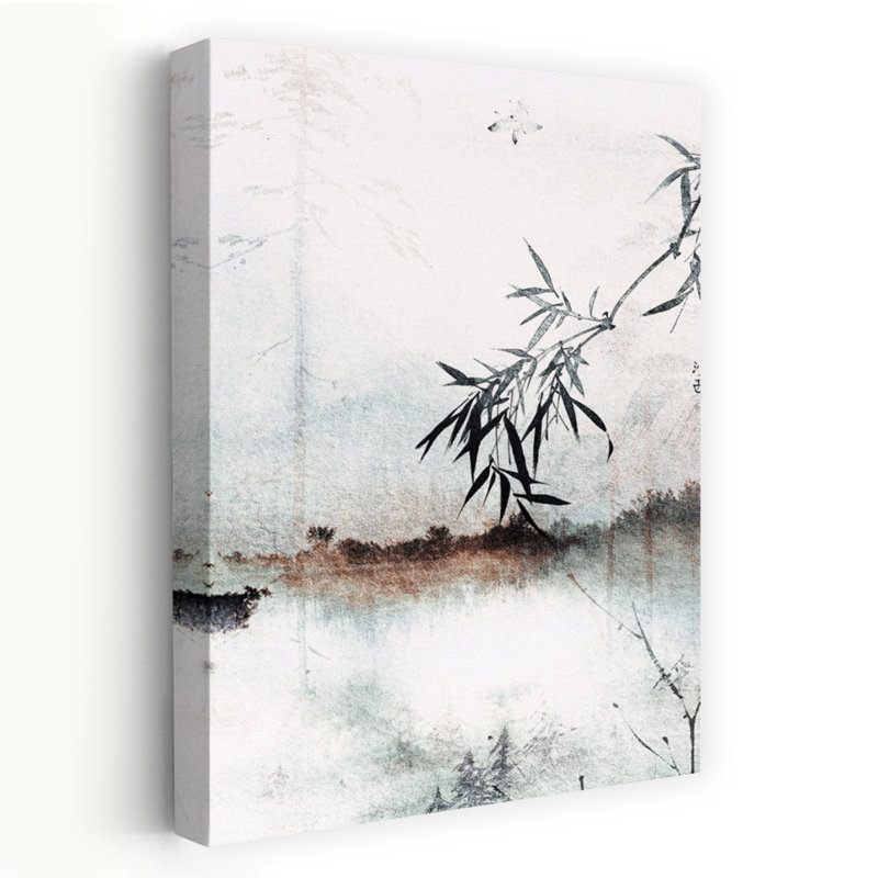 Art contemporain contemporain, paysage serein, paysage tranquille de bambou, H 24 po x l 16 po