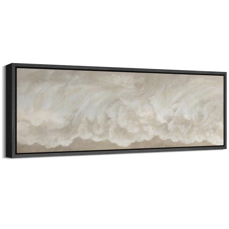 Clouds Soft Cloud Abstract Serene Neutral Tones Antique Retro Decor Extra Large Artwork Print Wall Art, 20" H x 60" W, Black
